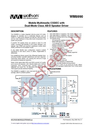 WM8990-6180-CS42-M-S datasheet  